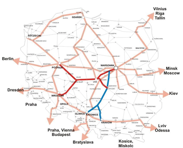 Railway Map in Poland