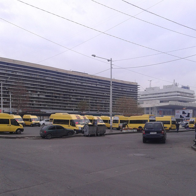 City minibuses parked near Tbilisi Railway Station