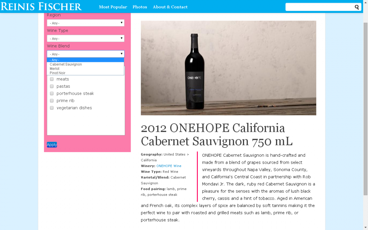 Print Screen for proposed wine section on my blog