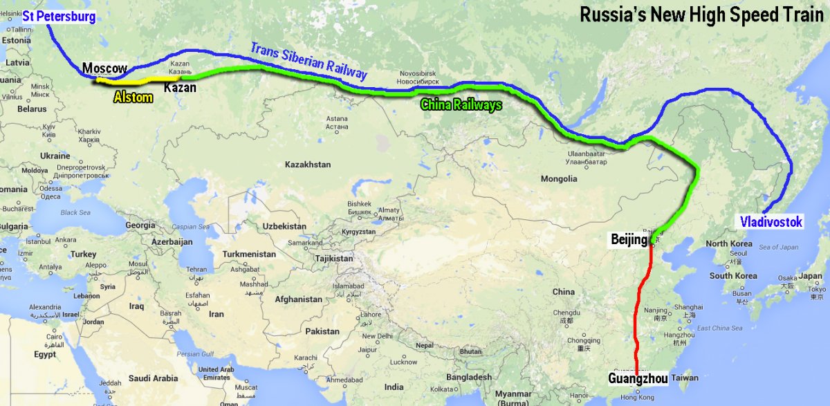 Russia China high speed train