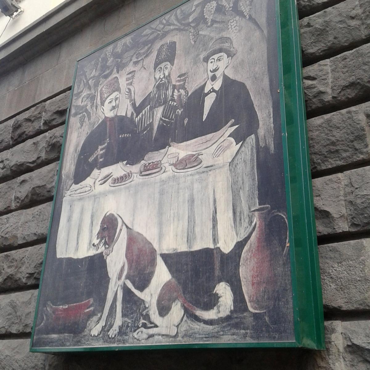 Painting outside restaurant