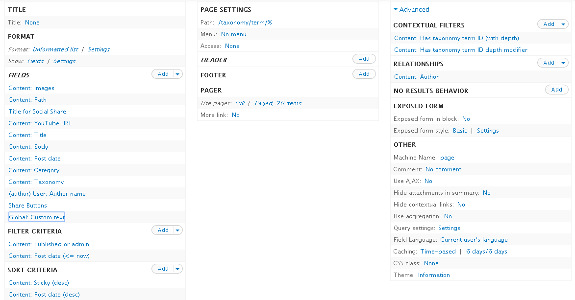 Drupal Views Taxonomy Term page