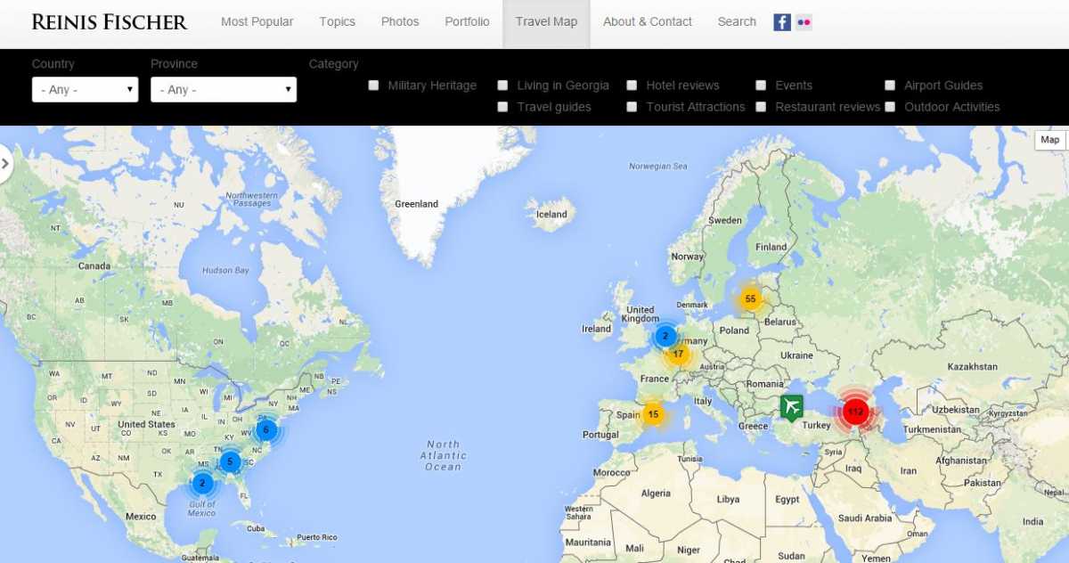 Travel Map as on October 10, 2015