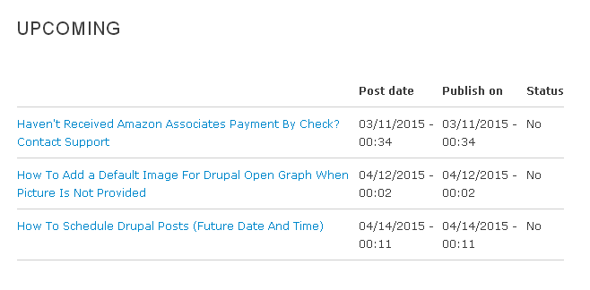 Upcoming post page