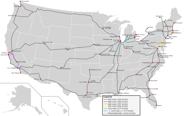 High Speed Rail Network in United States