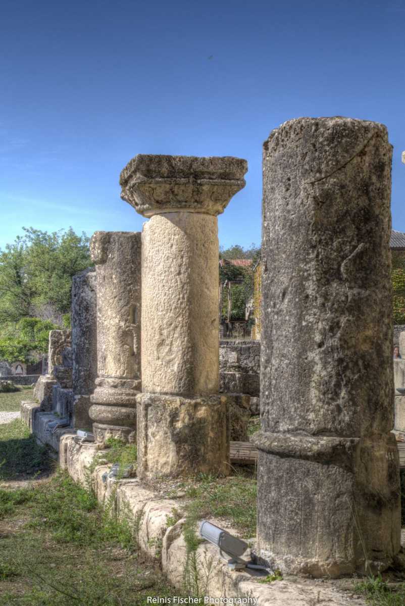 Old stone pillars at Bagrati cathedral