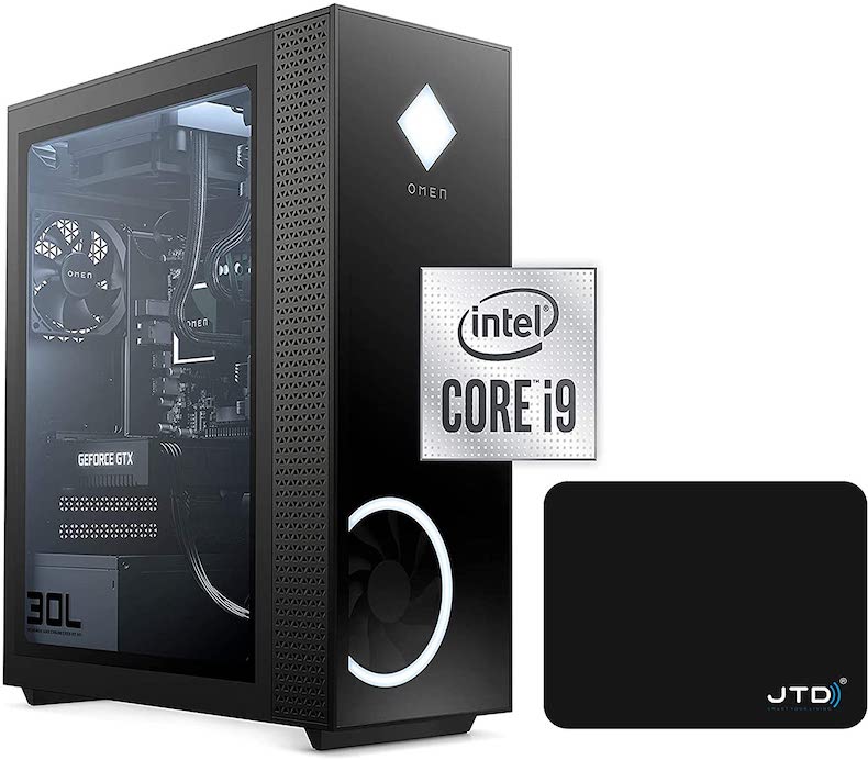 OMEN 30L GT13-0090 Gaming Desktop Gamer Tower PC, NVIDIA GeForce RTX 3090 Graphics, 10th Intel Core i9-10850K Processor (64GB DDR4 RAM | 1TB PCIe SSD | 2TB HDD) Windows 10 Bundle JTD Mouse Pad