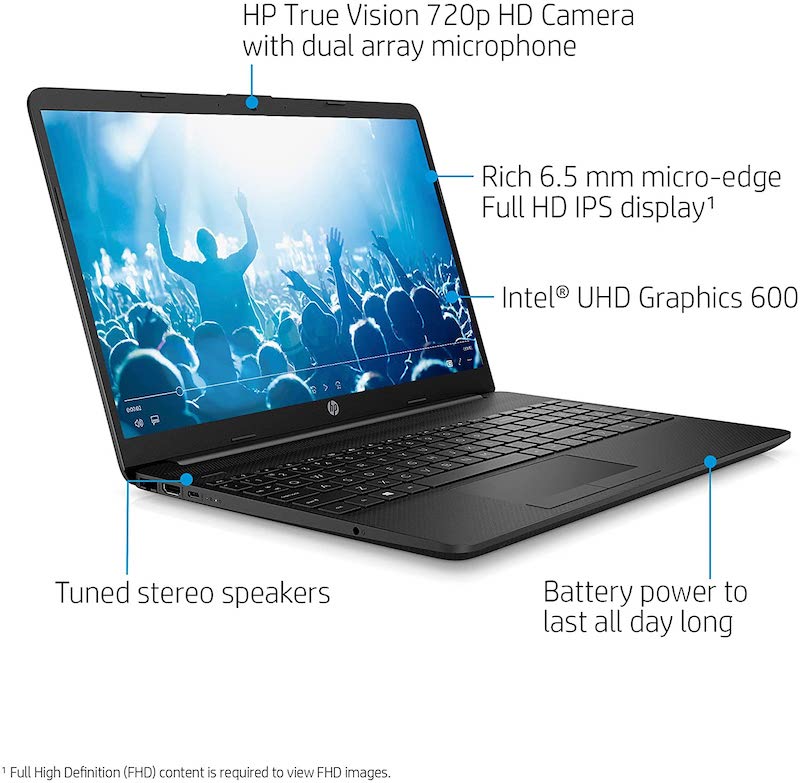 2021 HP 15.6" Thin Laptop, Intel N4020, 8GB RAM 128GB SSD Webcam, 1-Year Office365, Wi-Fi, Dual Core up to 2.8 GHz, Windows 10 S, FHD Display, Google Classroom Zoom School Business Ready, ROKC Bundle