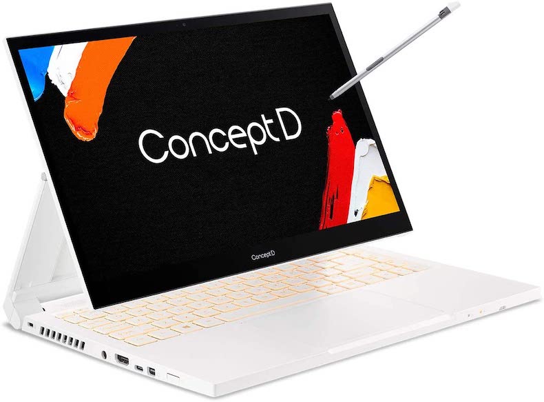 Acer ConceptD 3 Ezel CC314-72G-72SX Convertible Creator Laptop, Intel i7-10750H, GeForce GTX 1650 Max-Q, 14" FHD, Gorilla Glass, Pantone Validated, 100% sRGB, 16GB, 512GB NVMe SSD, Wacom AES 1.0 Pen