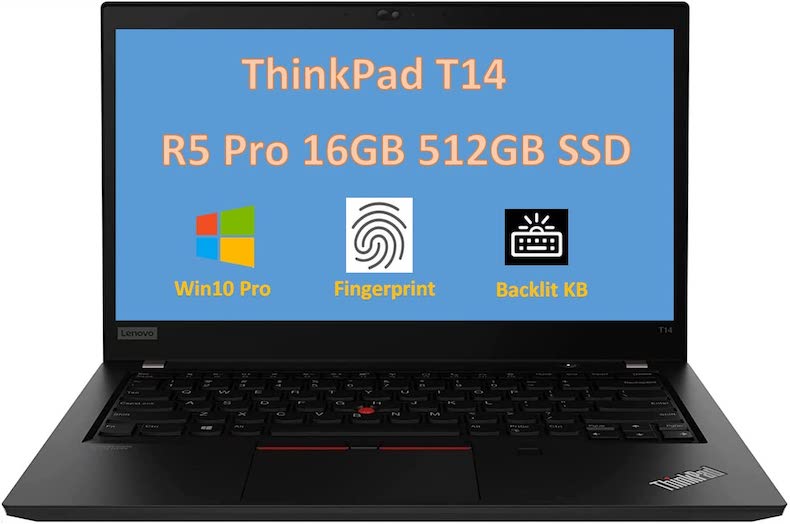 2022 Lenovo ThinkPad T14 14" FHD 6-Core Ryzen 5 Pro 4650U (Beats i7-1165G7), 16GB RAM, 512GB PCIe SSD, 1080p IPS Anti-Glare Business Laptop, Backlit, Fingerprint, 2 x Type-C, Windows 10 Pro