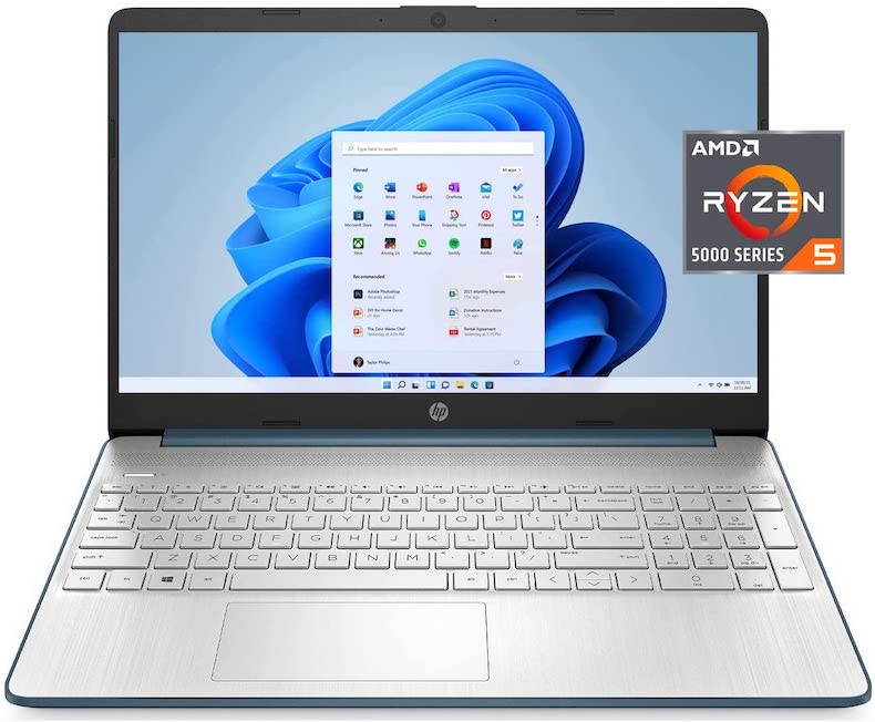 Newest HP Laptop, 15.6" FHD Display, AMD Ryzen 5-5500 6-Core Processor, 32GB DDR4 Memory, 1TB PCIe NVMe M.2 SSD, Wi-Fi, HDMI, Webcam, Bluetooth, Windows 11 Home, Blue