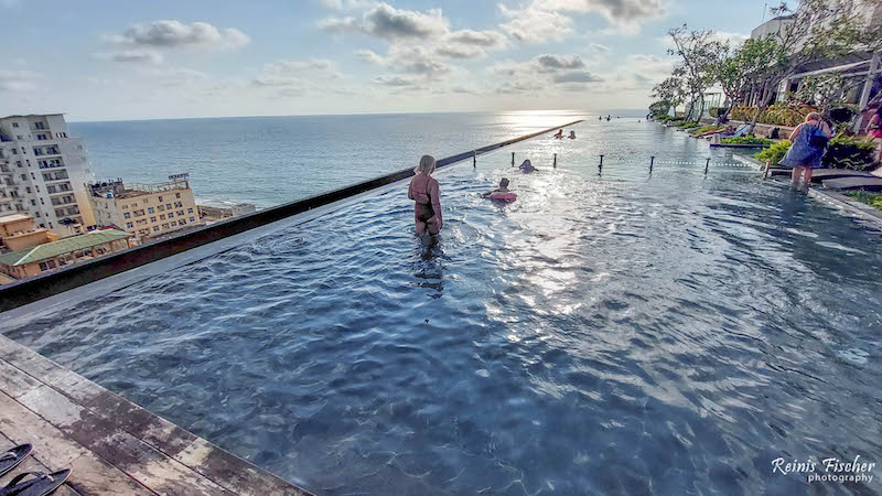 Infinity pool at the top of Marino Beach hotel in Colombo