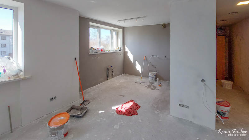 Polished and repainted kitchen wall