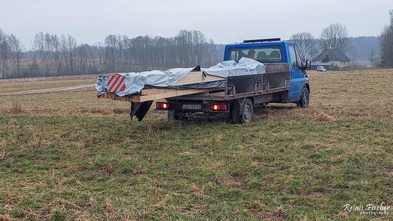 Wood beams arriving