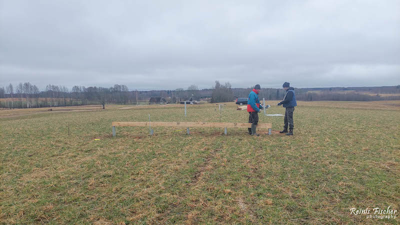 Installing first beam on 5 groundscrews