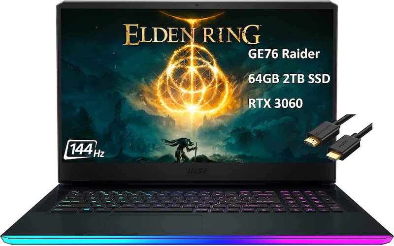 2022 MSI GE76 Raider 17.3" 144Hz (64GB RAM, 2TB PCIe SSD, Intel 8-Core i7-11800H (Beat Ryzen 7 5800H), RTX 3060), FHD Gaming Laptop, Thunderbolt 4, Webcam, RGB Backlit, IST HDMI, Windows 10