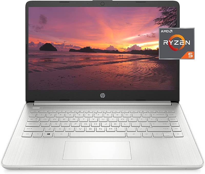 HP 14 Laptop, AMD Ryzen 5 5500U, 8 GB RAM, 256 GB SSD Storage, 14-inch Full HD Display, Windows 10 Home, Thin & Portable, Micro-Edge & Anti-Glare Screen, Long Battery Life (14-fq1021nr, 2021)