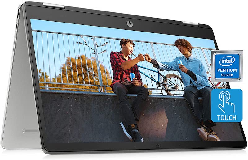 HP Chromebook x360 14a 2-in-1 Laptop, Intel Pentium Silver N5000 Processor, 4 GB RAM, 64 GB eMMC, 14" HD Display, Chrome OS with Webcam & Dual Mics, Work, Play, Long Battery Life (14a-ca0022nr, 2021)