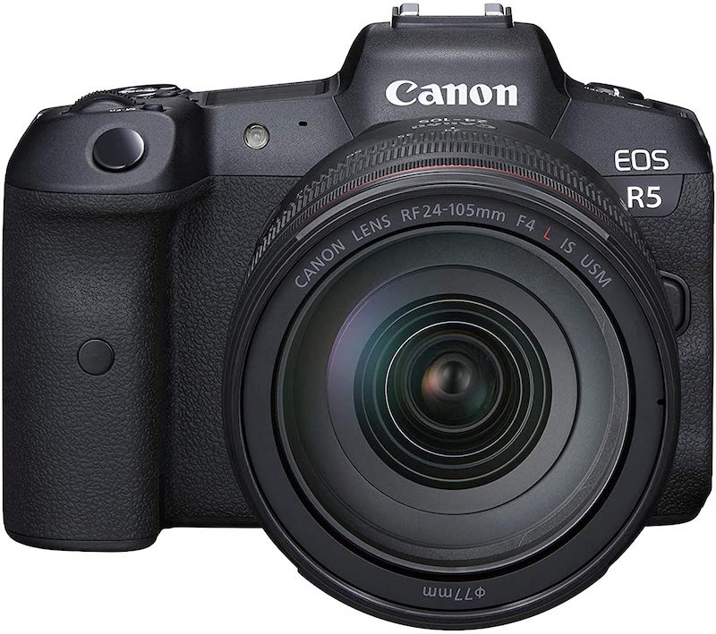 Canon EOS R5 Full Frame Mirrorless Camera + RF 24-105mm F4 L is USM Lens Kit, Black (4147C013)