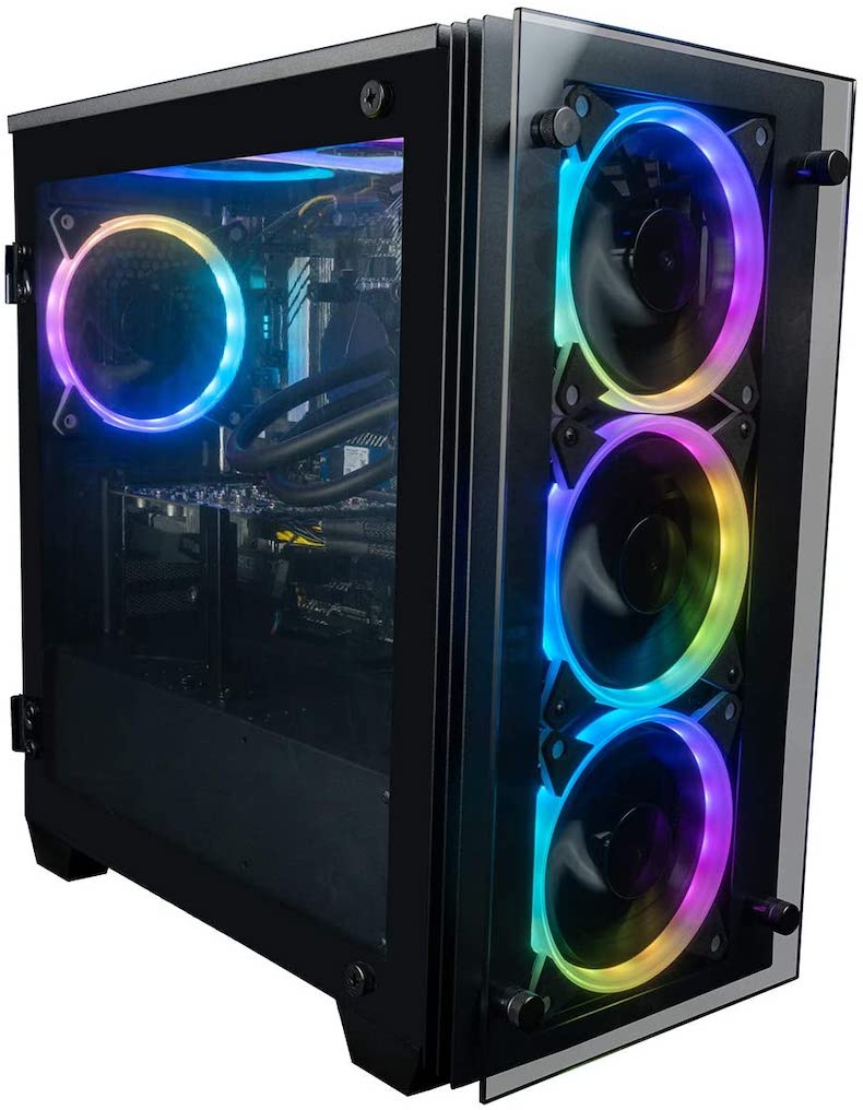 CUK Stratos Micro Gaming Desktop (Liquid Cooled Intel i9-11900KF, 128GB DDR4 RAM, 2TB NVMe SSD + 4TB HDD, NVIDIA GeForce RTX 3090 24GB, 850W Gold PSU, Windows 10 Home) Gamer PC Computer