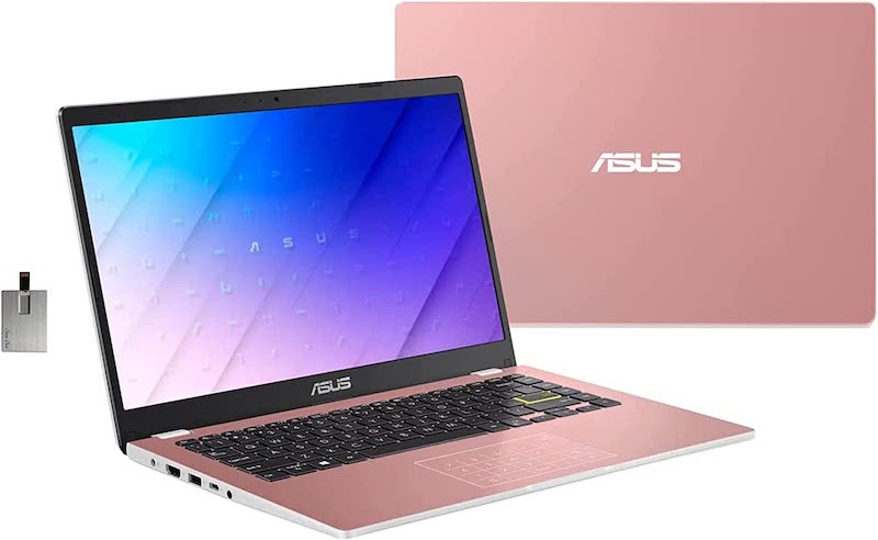 ASUS 14" HD Laptop, Intel Celeron N4020 Processor, 4GB RAM, 64GB eMMC , Webcam, Intel HD Graphics 500, Bluetooth, Windows 11 S, Rose Gold, 32GB SnowBell USB Card