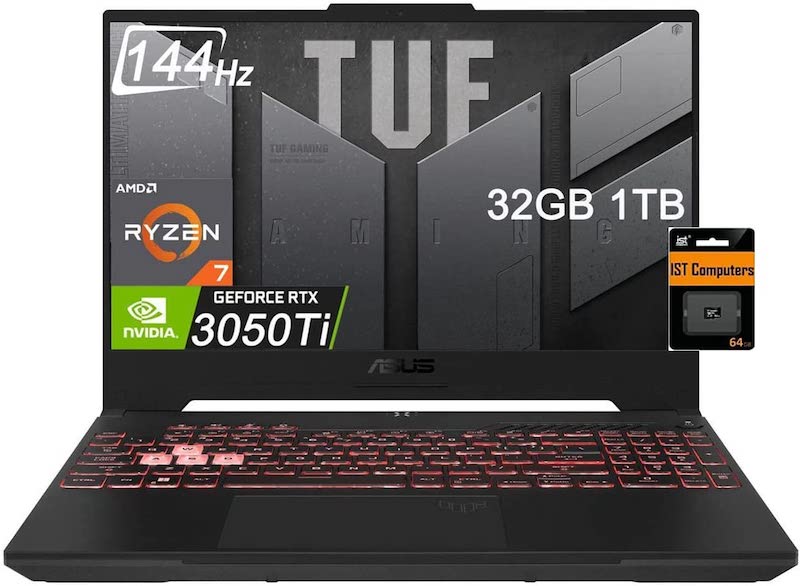 ASUS TUF Gaming A15 15.6" FHD 144Hz (32GB DDR5 RAM, 1TB PCIe SSD, AMD 8-Core Ryzen 7 6800H (Beat i7-11800H), RTX 3050 Ti) Gaming Laptop, RGB Backlit, Type-C, Wi-Fi 6, Free HDMI, Win 11 Home