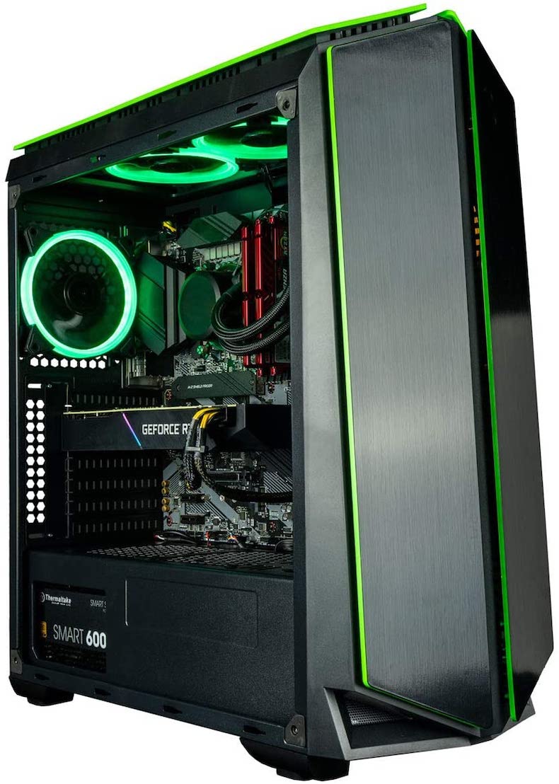 CUK Mantis Gamer PC (Liquid Cooled Intel Core 11th Gen i9, 64GB RAM, 1TB NVMe SSD + 2TB HDD, NVIDIA GeForce RTX 3090 24GB, 850W PSU, AC WiFi, Windows 10 Home) Gaming Tower Desktop Computer