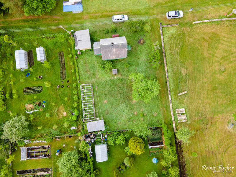 Aerial view of summer house in Latvia