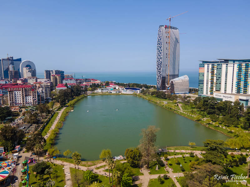 Batumi central Park from a drone flight