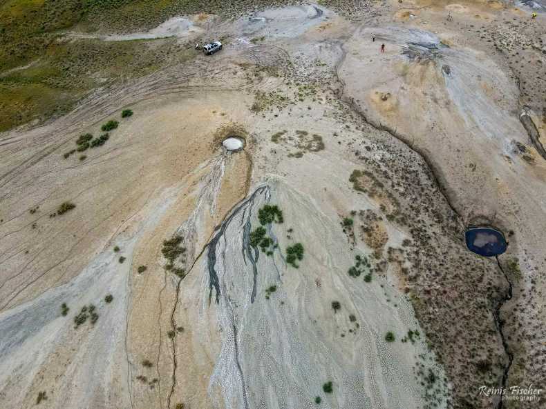 Mud craters from a drone flight