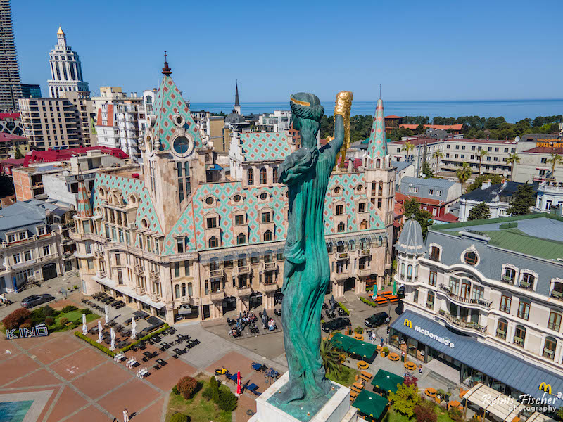 Statue of Medea from a drone flight