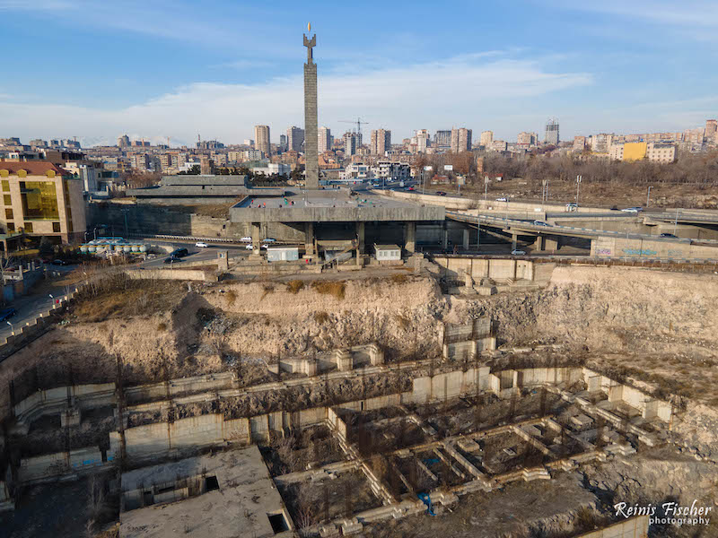 Abandonded construction works between Soviet Armenia and Cascade complex