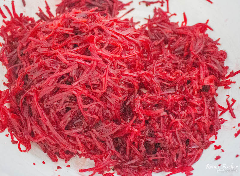 Grated beetroot