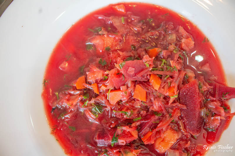 Borscht soup served