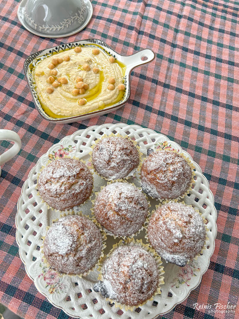 Homemade cupcakes and Hummus at Villa Kursa