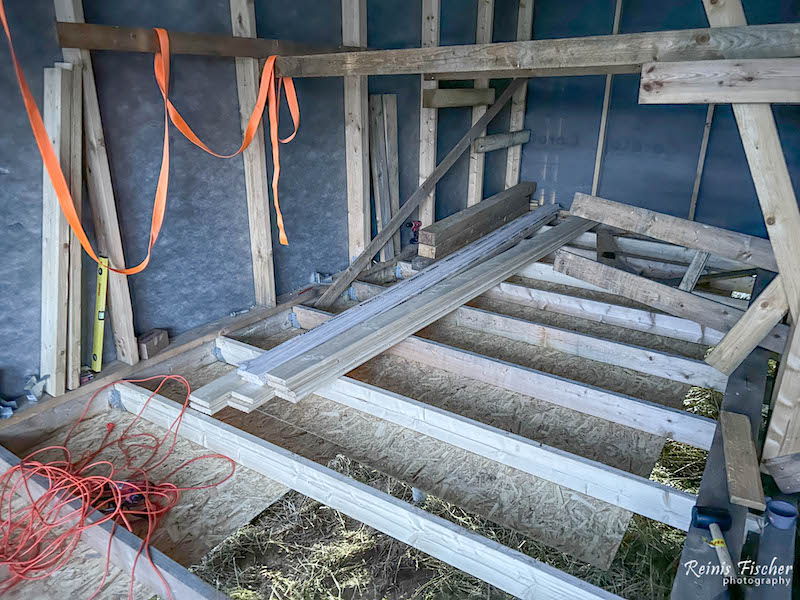 Attaching OSB under the supporting beams