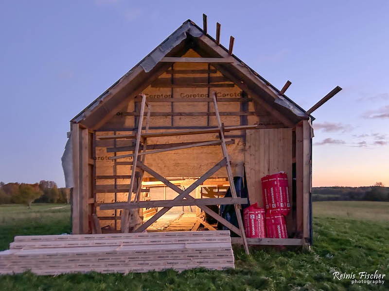 Frame house in the night