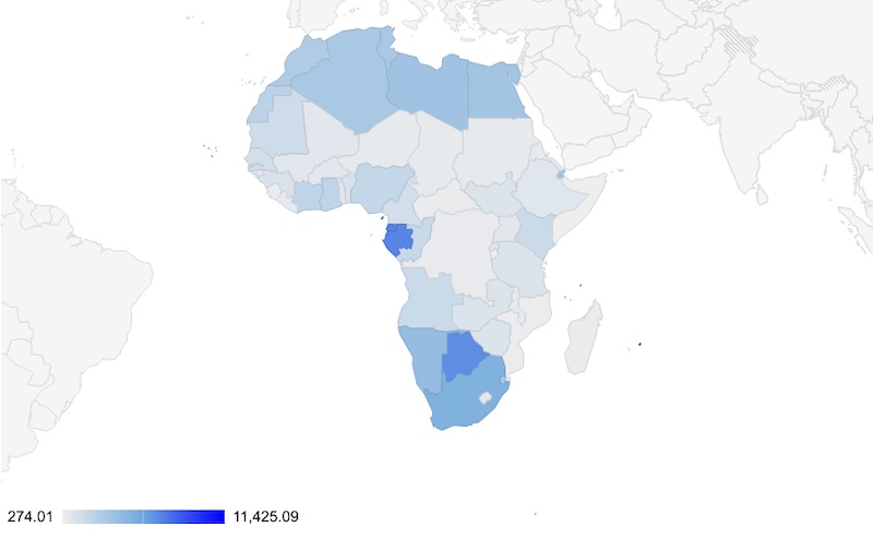 African Union GDP per capita 2022 map