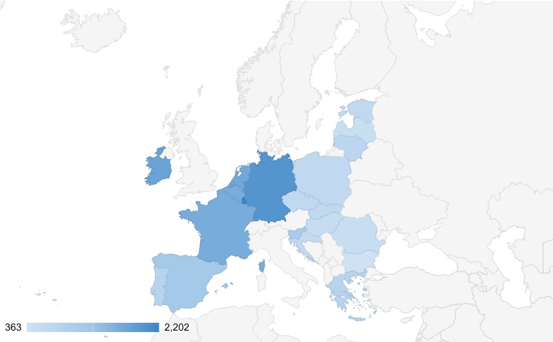 Minimum wage map in European Union 2022