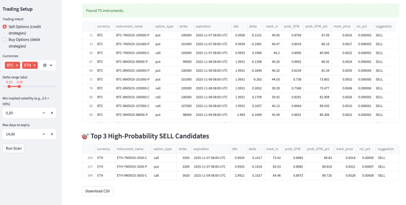 Terramatris Deribit Options Scanner