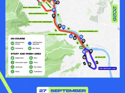Tbilisi Marathon 2026 10K race route map