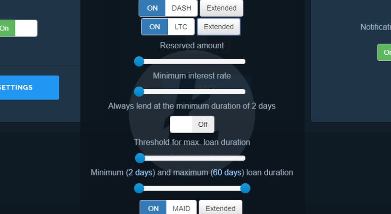 Setting for CoinLend robo invest