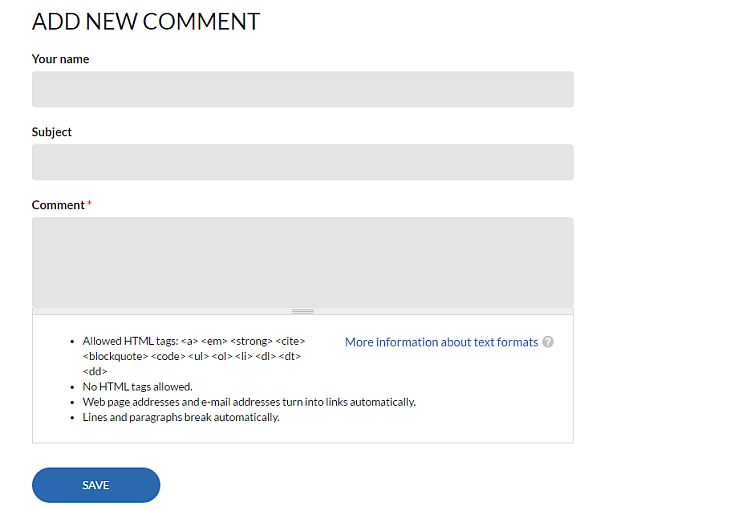 Default Drupal Comment form