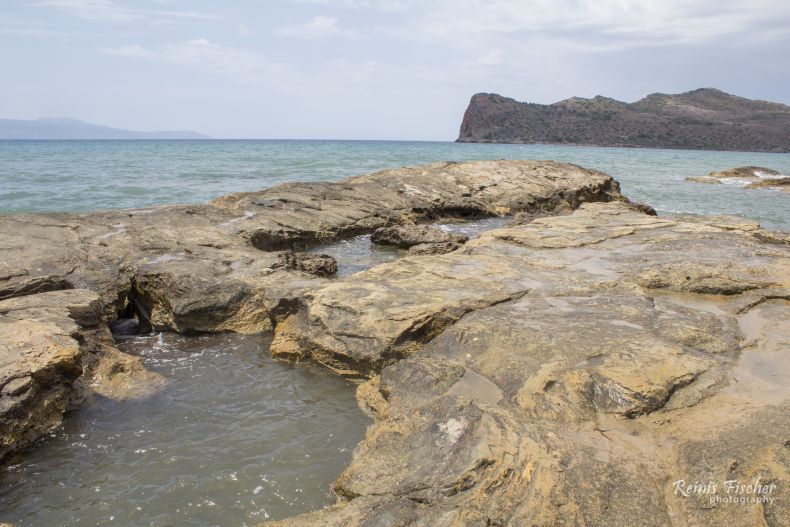 Rock formations near Agia Marina beach in Crete